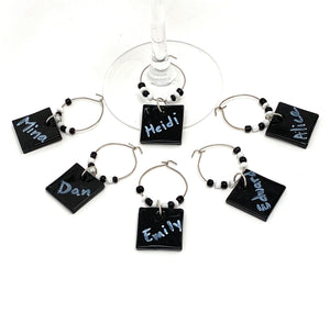 Wine Glass Charms Drink Identifier for Party - Personalize and Reuse with Glass Marker (Set of 6)